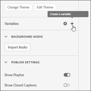 Adobe Captivate 12, create variables